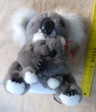 Mama Koala Bear Holding Baby Gray & White Plush Stuffed Toy 8 inches