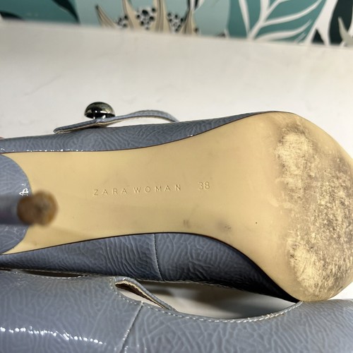 Zara Women Pointed Toe Pump Heels Blue Size 7.5 (38) Blue Stiletto - Picture 11 of 13