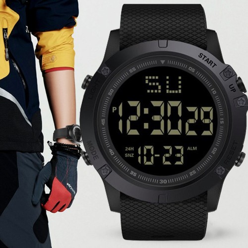 US 1 Pc Large Dial Stopwatch Sport Mens Watches LED Light Digital Wristwatches - Picture 6 of 18