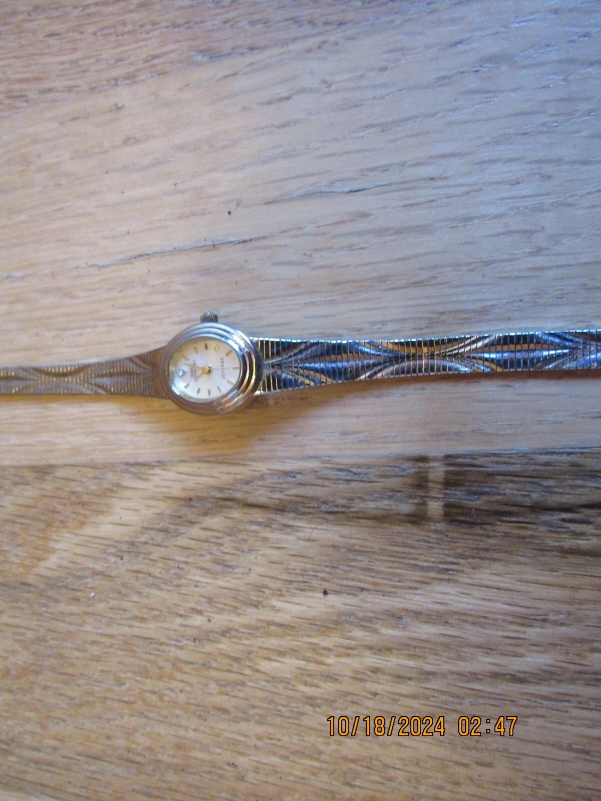 Montre vintage Sarah Coventry Supreme bijou diamant métaux mélangés ton or