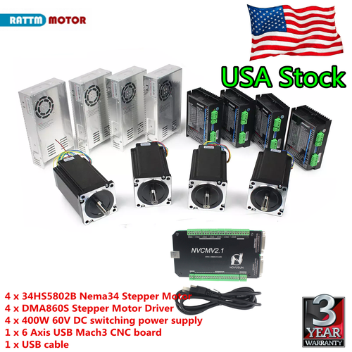 12N Set 4 Kit CNC NEMA34 Closed Circuit Motor 86HSE Produktbild-Vorschau 12