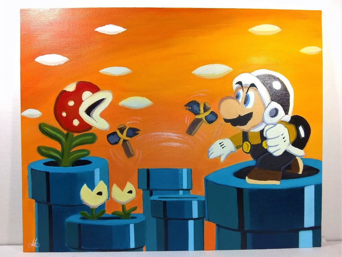 Super Mario Original One of a Kind Acrylic Painting Artist