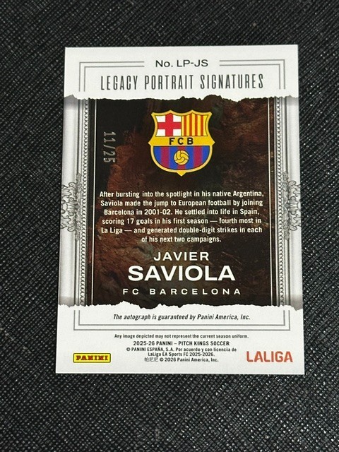 2026 Pitch Kings Javier Saviola SP Portrait Blue Auto Card 11/25 BARCELONA🔥🔥 view 2