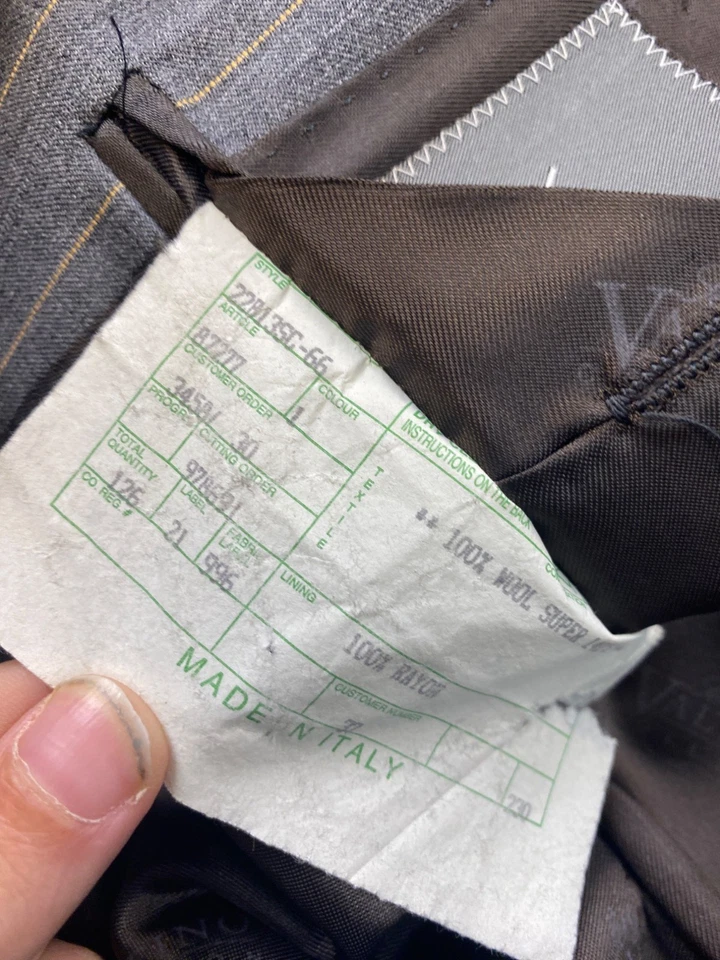 Valentino Blazer Hombre 48L Gris Rayas Super 140s Lana Deportes Abrigo Chaqueta Italia Foto 4 de 4