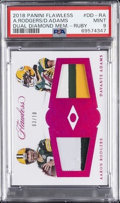 PANINI FLAWLESS DUAL DIAMOND MEMORABILIA AARON RODGERS/DAVANTE ADAMS 3/10 PSA 9