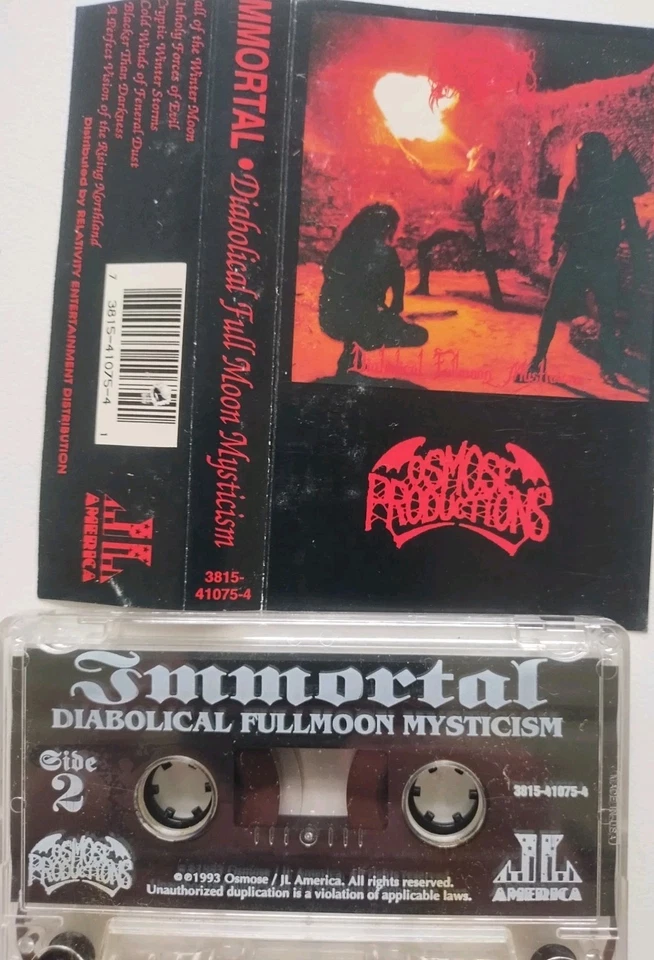 IMMORTAL Cassette Tape DIABOLICAL FULLMOON MYSTICISM 1993 Black Metal Rare Foto 3 de 4