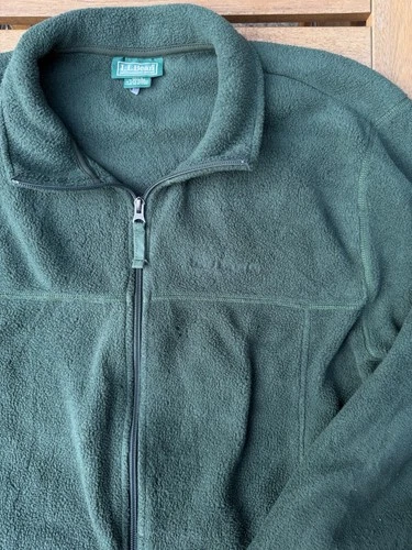 LL Bean Full Zip Fleece Jacket Mens L Forest Green Zip Pockets Outdoor Gorpcore image 4