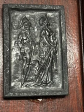 Vintage 3D Relief Carving - Coal Charcoal Graphite ?