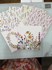 Stampin Up Dainty Flowers Designer Series Paper 28 Pieces 6x6 Double Sided