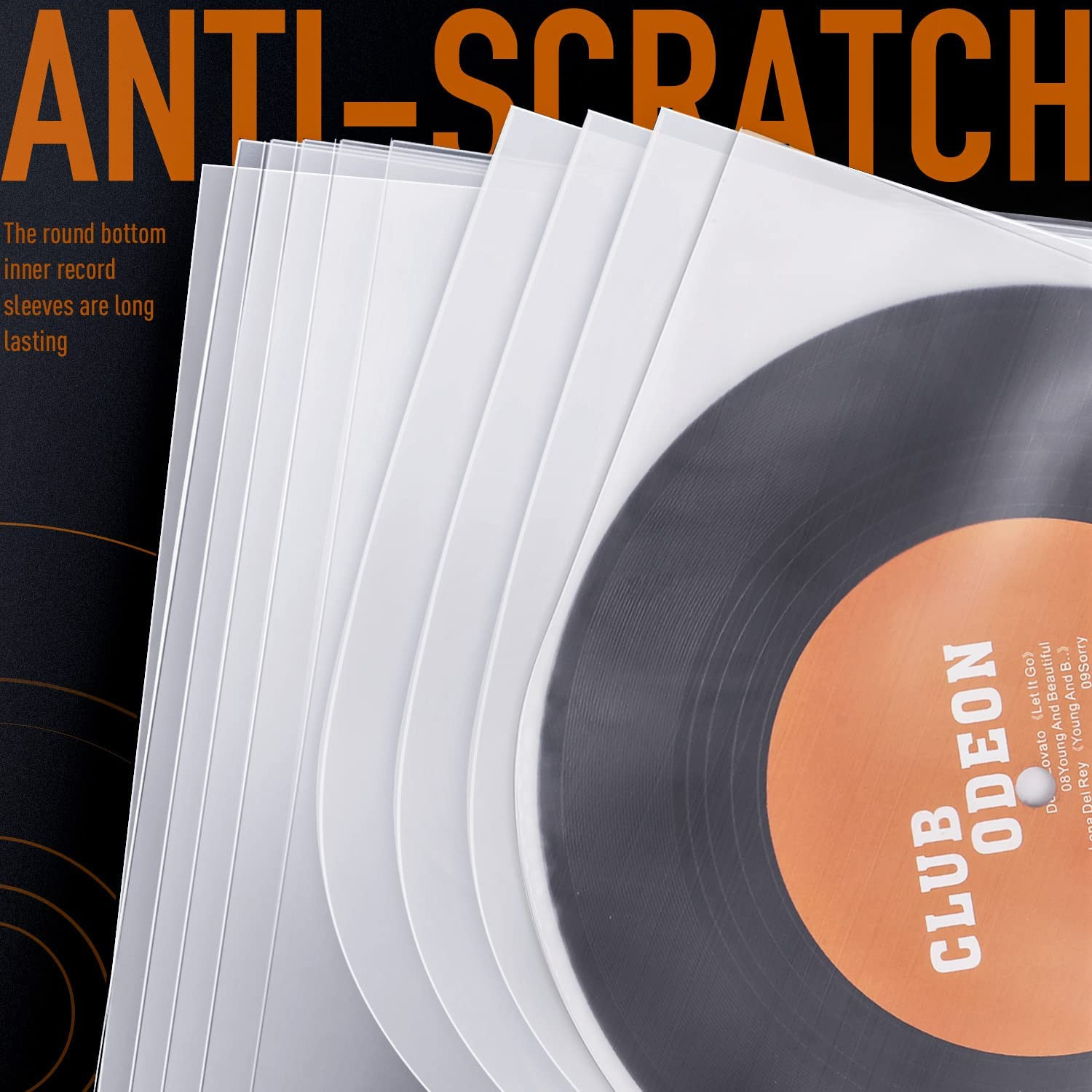 Facmogu 100PCS LP Vinyl Inner Sleeves, 12" Semi-Transparent Plastic Cover with 0