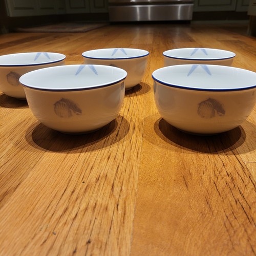 1 FITZ & FLOYD Everyday White COASTAL Blue Starfish Coral Shell Bowl 5 AVAILABLE - Picture 7 of 7