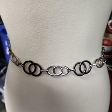 Women's Chain Belt One Size Silver O Ring Metal Hip Waist Ladies Food 38"
