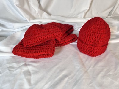Handmade Crochet Red Baby Hat - 0-3 Months
