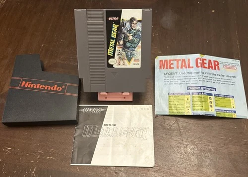 Metal Gear NES Cart with Map and Manual Original Vintage Nintendo Games