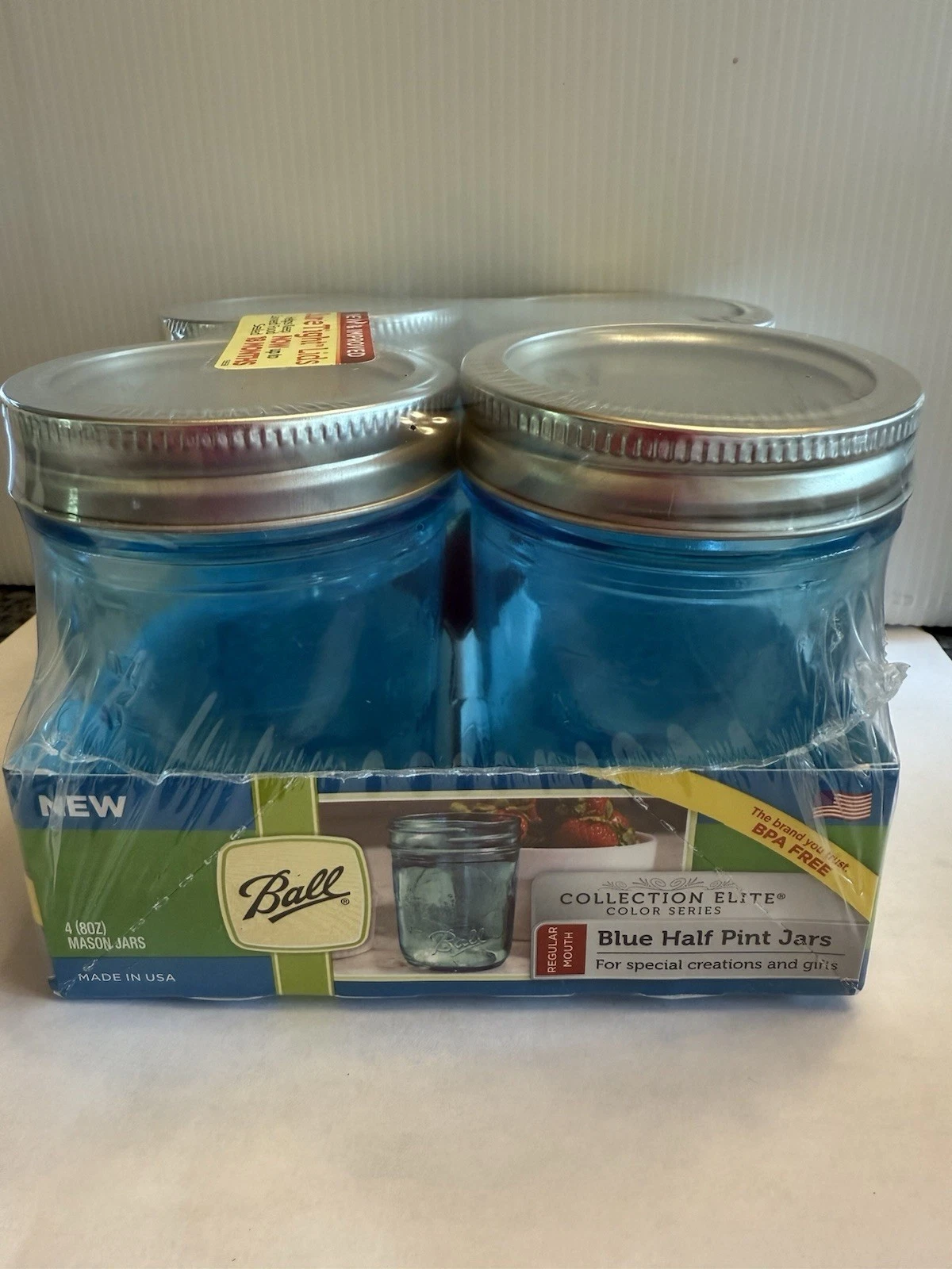Ball blue Half Pint Jars, 4 Pack. 8 Ounce Jars.
Opens in a new window or tab