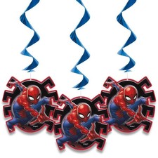 Unique Spider Man Hanging Swirl Decorations - 26"  Blue  3 Pcs