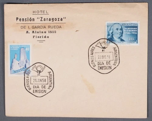 MayfairStamps Argentina FDC 1956 Benjamin Franklin Statesman First Day Cover aaw