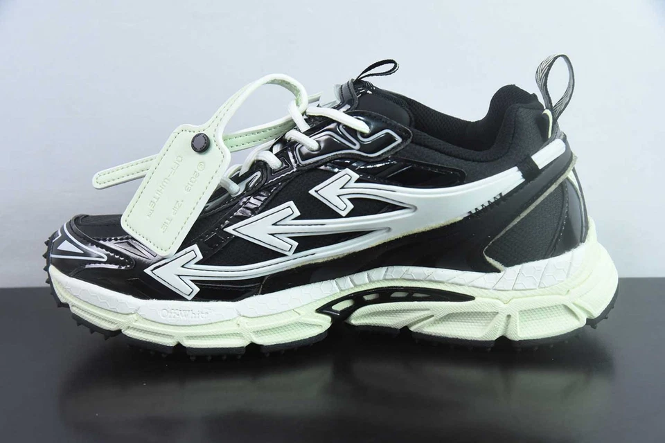 Off Arrow White Be Right Back Unisex Sneakers Black Lime - Image 4 of 4