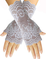 Women Short Lace Gloves Sunblock Fingerless Bridal Wrist Gloves Opera Evening We