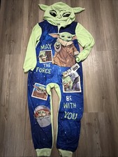 Star Wars Baby Yoda Union Suit One-Piece Pajamas Mandalorian Hood, Size S 6/7