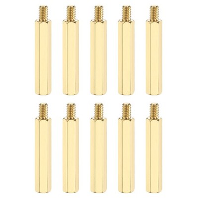 10 Pcs Male to Female Thread Spacer Screws M4 x 35mm + 6mm Brass Hex Standoff