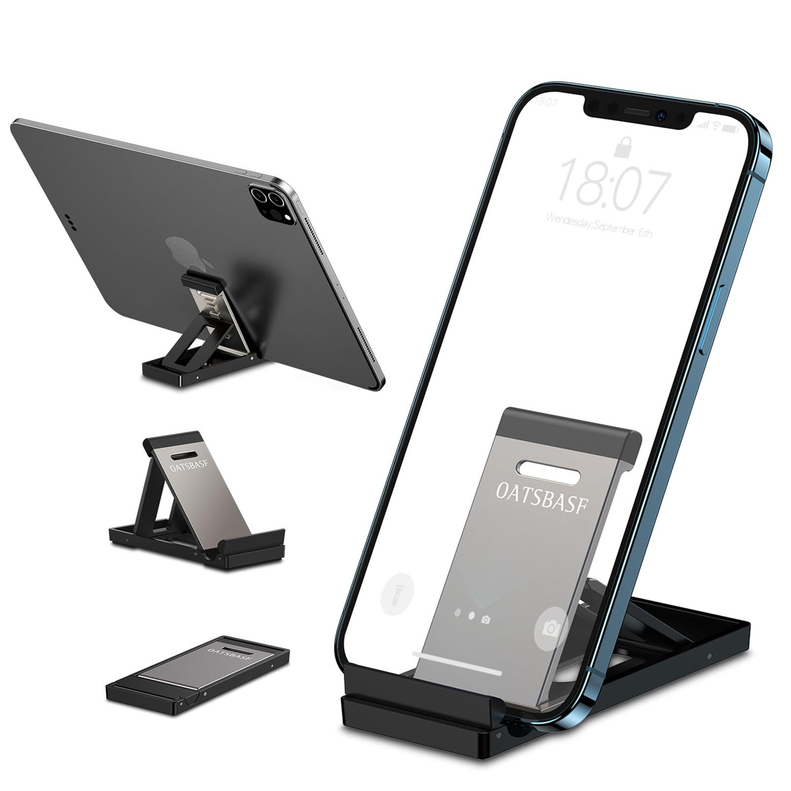 Portable Tablet Mini Stand for iPad & Phone - Adjustable Desk Mount Holder  -image