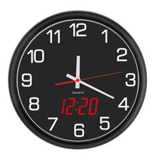 Night Light Wall Clock Battery Operated with LED Display, 12 Inch Silent Non-...