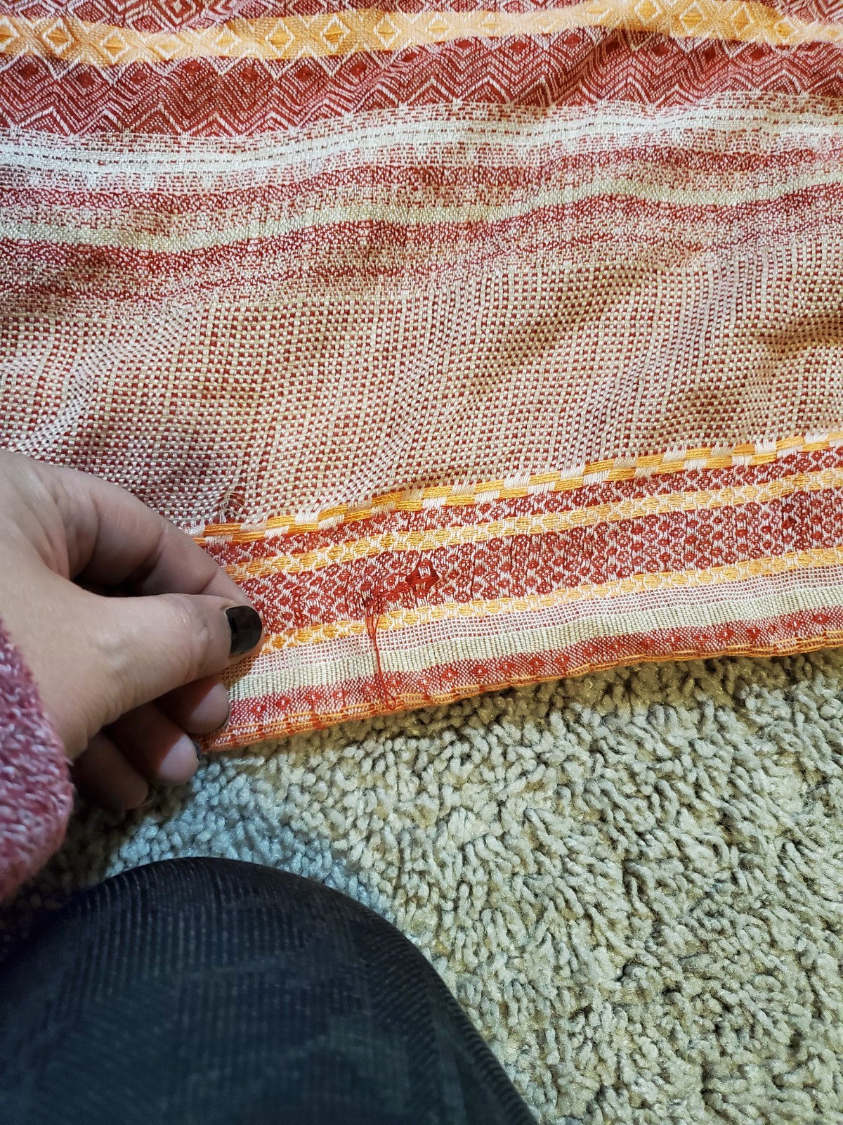 Infinity Patterned Red and Orange Striped Scarf - image 10