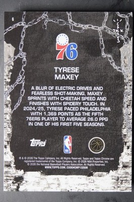 2025-26 Topps Chrome Cactus Jack Tyrese Maxey #6 Blue Refractor /150
