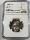 1949-D 25C Washington Silver Quarter NGC MS66 Heavily Toned