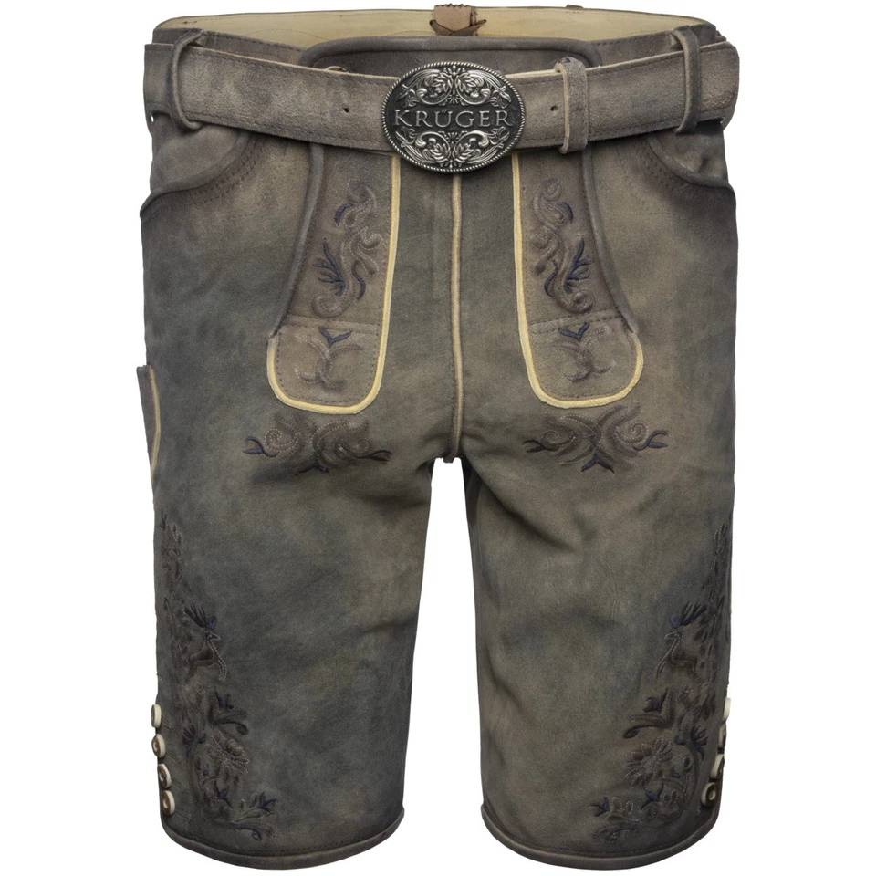 Krüger Juan Avec Ceinture Pantalon En Cuir Pour Hommes Pantalon Traditionnel - Photo 1/1