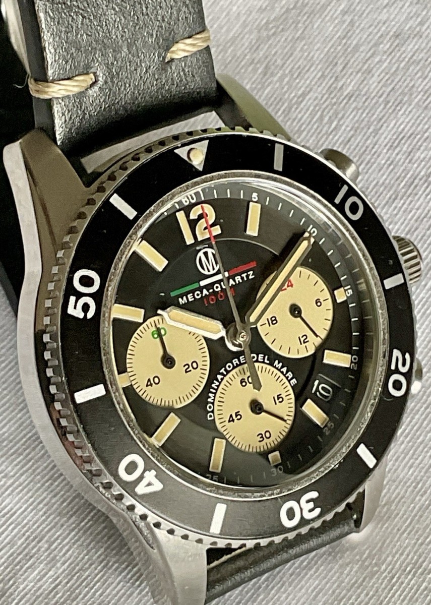 Rare Panda Dominatore Del Mare 3 Register Meca-Quartz Chronograph EUC View 5