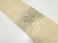 7461142: JAPANESE KIMONO / ANTIQUE FUKURO OBI FOR SUMMER / SILK / WOVEN GRASS