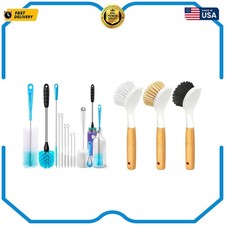 11 Bottle Brushes and 3 Dish Brushes Set for Kitchen Cleaning