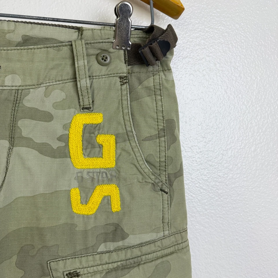 Pantalones cargo G Star Raw Danbury Field para mujer 26 verde camuflaje utilitario bordado ejército Foto 4 de 4