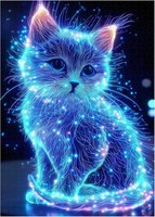 Puzzle 1000 Teile Leuchtende Katze Blau FüR Erwachsene Freizeit Spielzeug
