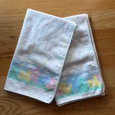 Vintage Receiving/Baby Blankets Lot 0f 2 Riegel Pastel Bears 100 Cotton Flannel