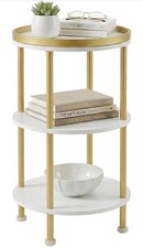 Small Round Side Table Gold Round End Table With White Shelves 3 Tier Modern