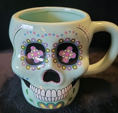 Day of the Dead Blue Sugar Skull Ceramic Coffee Mug Cup  Big Mouth Inc