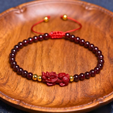 Natural Garnet 4mm Bead Pixiu Healing Wealth Protection Luck Women Bracelet Gift