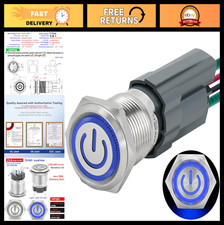 15A 16mm Latching Push Button Switch 12V-24VDC Waterproof IP67 SPST LED Light