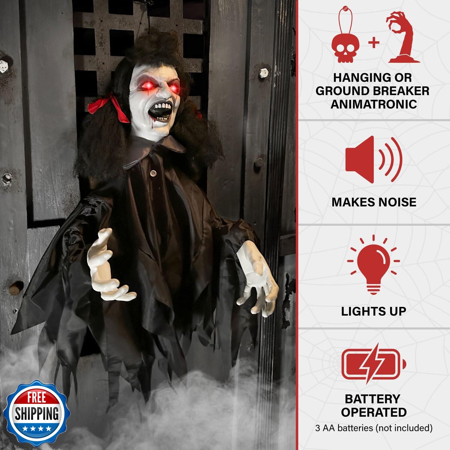 Haunted Hill Farm 20-in Animatronic Hanging Demon Girl Groundbrea