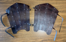 Medieval Renaissance Brown Leather Leg Shin Armor. New with Damage