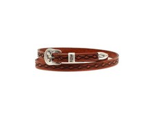 M F Western Hat Band Diamond Hand Tooled 3 Piece Buckle Tan 0201308