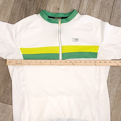 Nishiki L Bike Cycling Jersey WHITE/GREEN Mens 1/4 Zip Pockets
