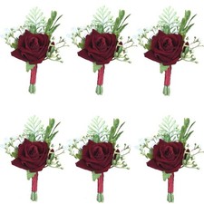 6Pieces/lot Groom Boutonniere Man Women Bride Wrist Corsage Artificial Weddin...