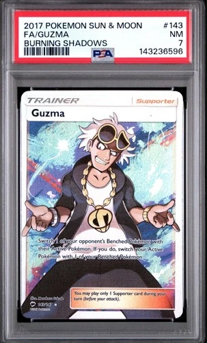 2017 POKEMON SUN & MOON BURNING SHADOWS #143 FULL ART/GUZMA PSA 7