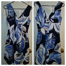 VINCE CAMUTO Womens Navy Short Sleeve Short Wear To Work Fit + Flare Dress 4