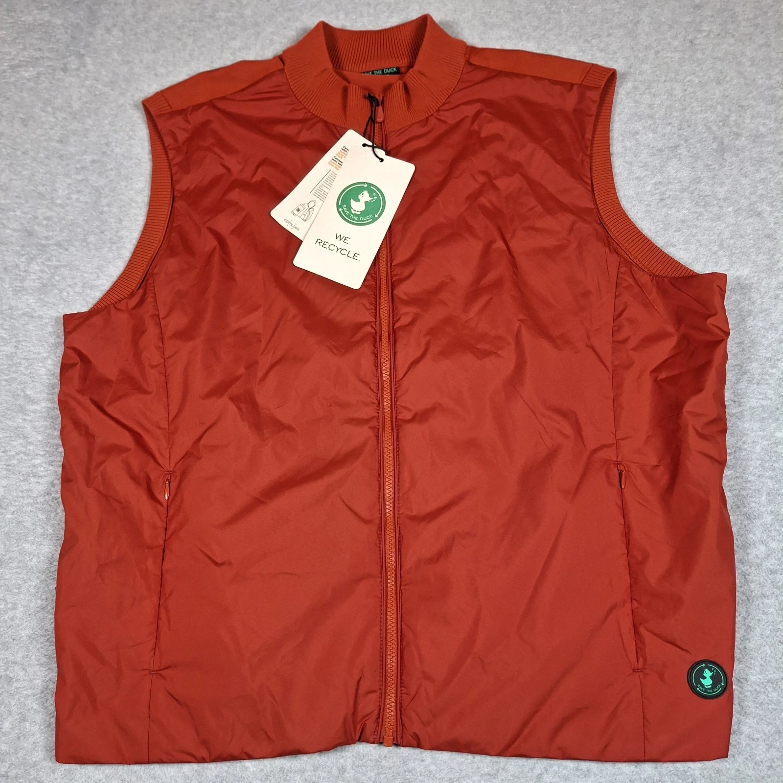 Save The Duck Tucana Vest Men XXL Burnt Orange Plumtech Eco Friendly Zip Pockets image 1
