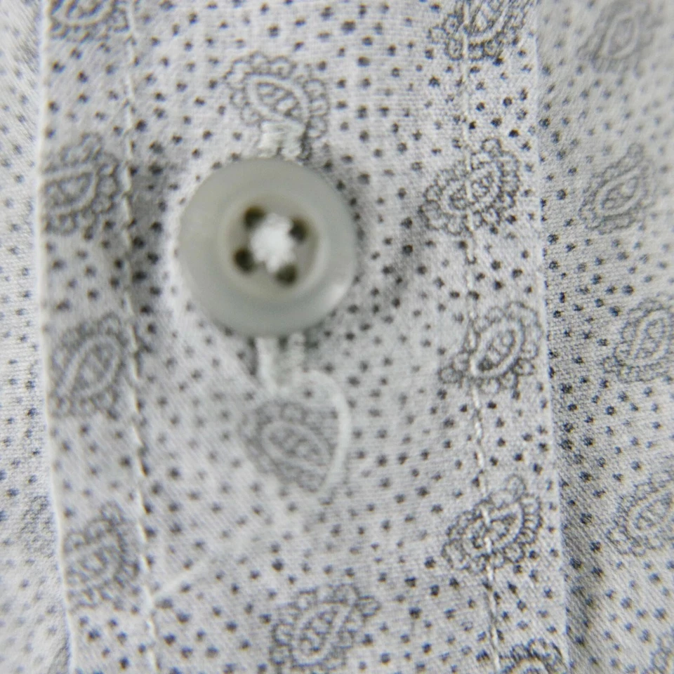 Banana Republic 男式定制 078 Wash Camden 纽扣灰色佩斯利衬衫 L — 第 4/4 张图片